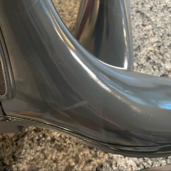 NWOT Hunter Original Refined Quilted Gloss Chelsea Waterproof Boots Dark Slate - Picture 10 of 11